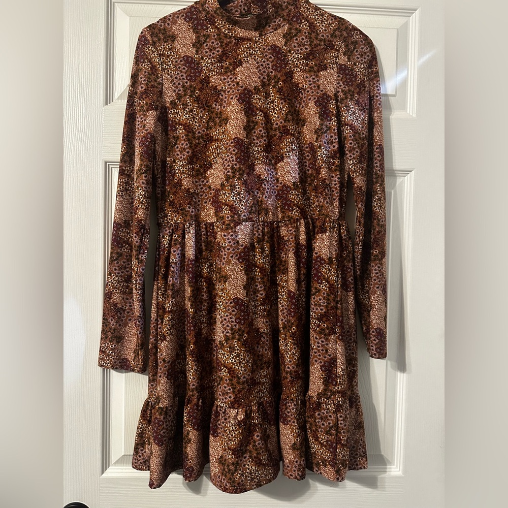 Lily Rose Brown Floral Long Sleeve Dress